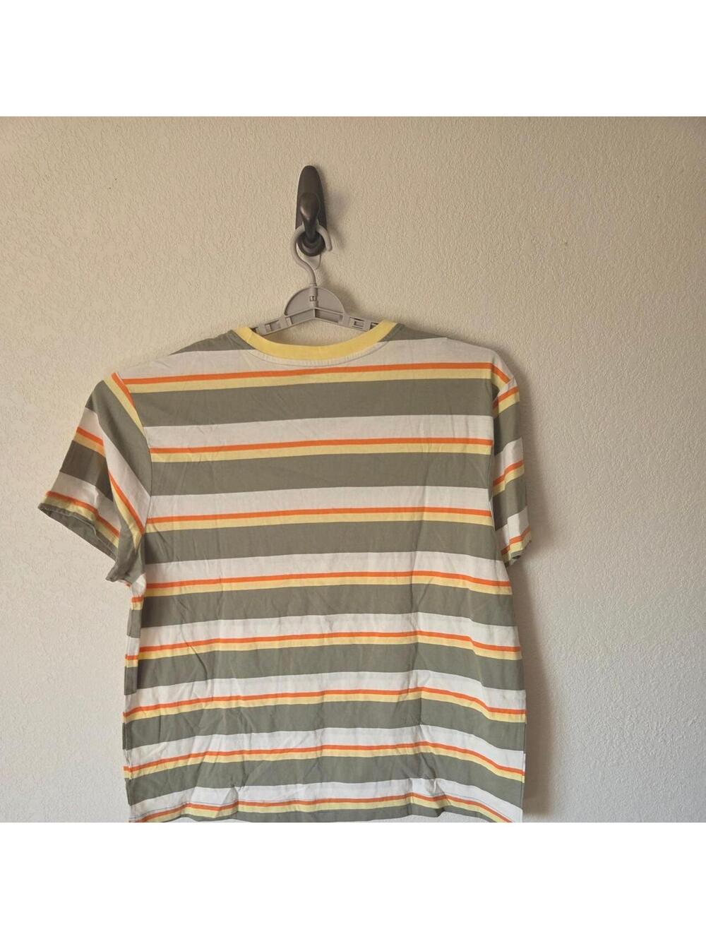 Original Use striped t-shirt with horizontal stripes in olive green, orange - Picture 3 of 4
